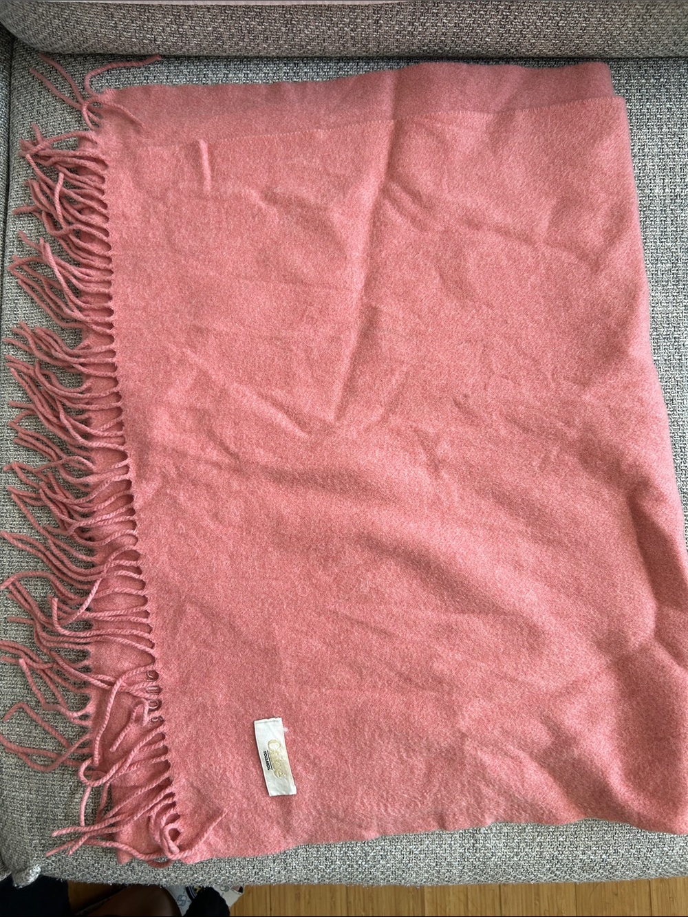Fringed Women's Cashmere Scarf in Dusty Rose